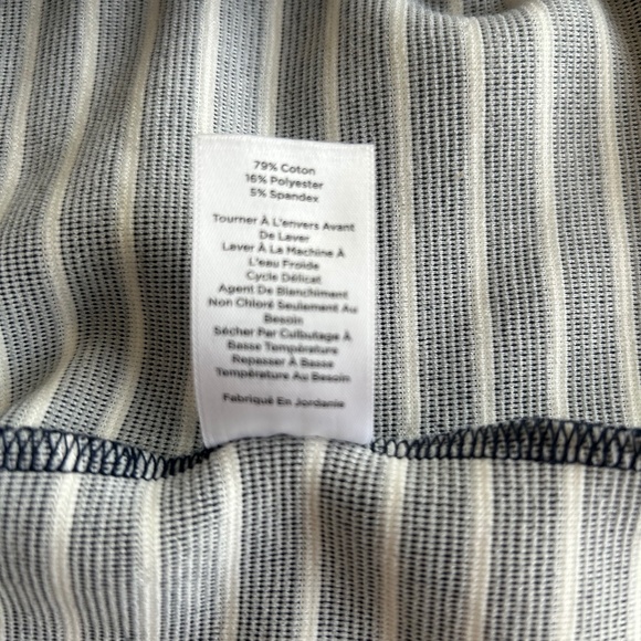 New Talbots White Navy Straps 79%Cotton 16% Polyester Long Sleeve Dress size 8P - Picture 12 of 12